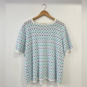 Alfred Dunner Vintage Crochet Knit Short Sleeve Sweater 1X Cottagecore Grandma